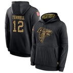 Johmsee A.Falcons #12 Avieon Terrell Player Black Salute to Service Limited Black Hoodie Stitched Jerseys