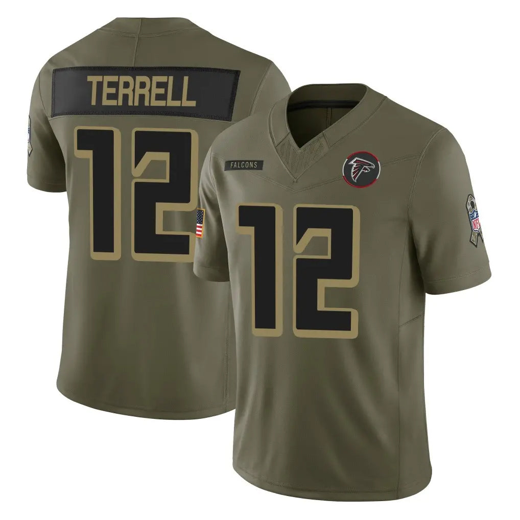 Johmsee A.Falcons #12 Avieon Terrell Player Olive Salute To Service Limited Home Game Stitched Jerseys