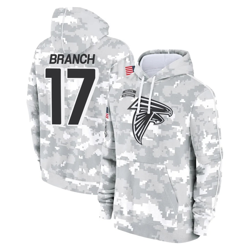 Johmsee A.Falcons #17 Zachariah Branch Player Arctic Camo Salute to Service Limited Hoodie Stitched Jerseys