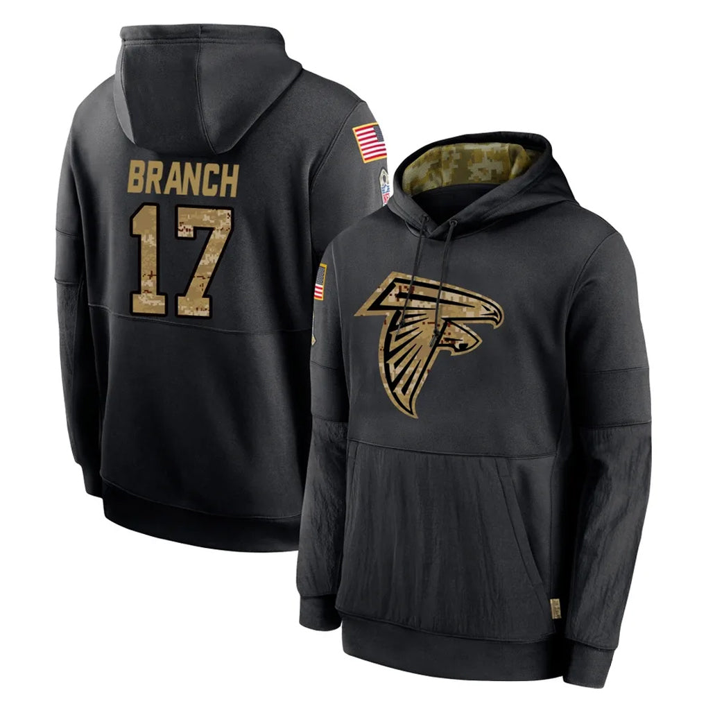 Johmsee A.Falcons #17 Zachariah Branch Player Black Salute to Service Limited Black Hoodie Stitched Jerseys
