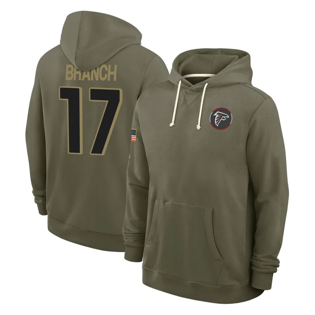 Johmsee A.Falcons #17 Zachariah Branch Player Olive 2025 Salute to Service Hoodies Stitched Jerseys