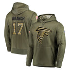 Johmsee A.Falcons #17 Zachariah Branch Player Olive Salute to Service Club Fleece Hoodie Stitched Jerseys