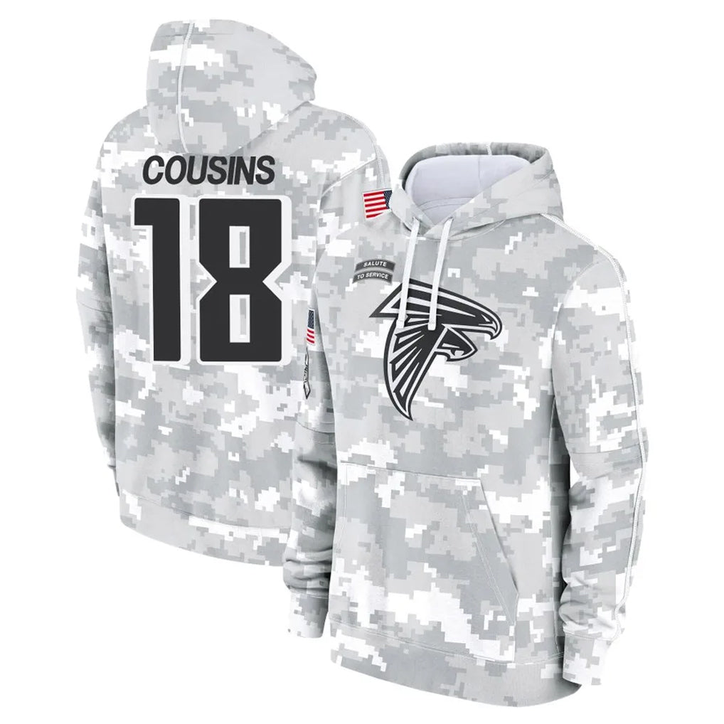 Johmsee A.Falcons #18 Kirk Cousins Player Arctic Camo Salute to Service Limited Hoodie Stitched Jerseys