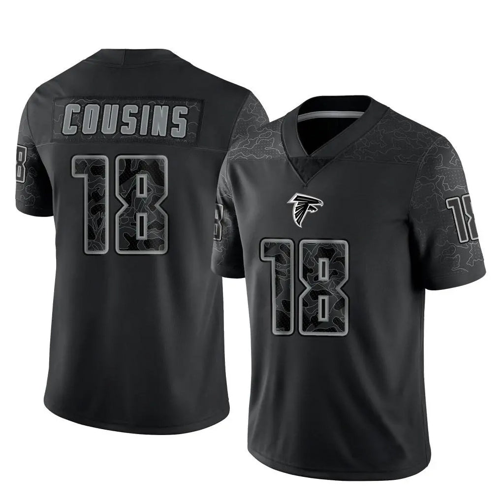 Johmsee A.Falcons #18 Kirk Cousins Player Black RFLCTV Limited Stitched Jerseys