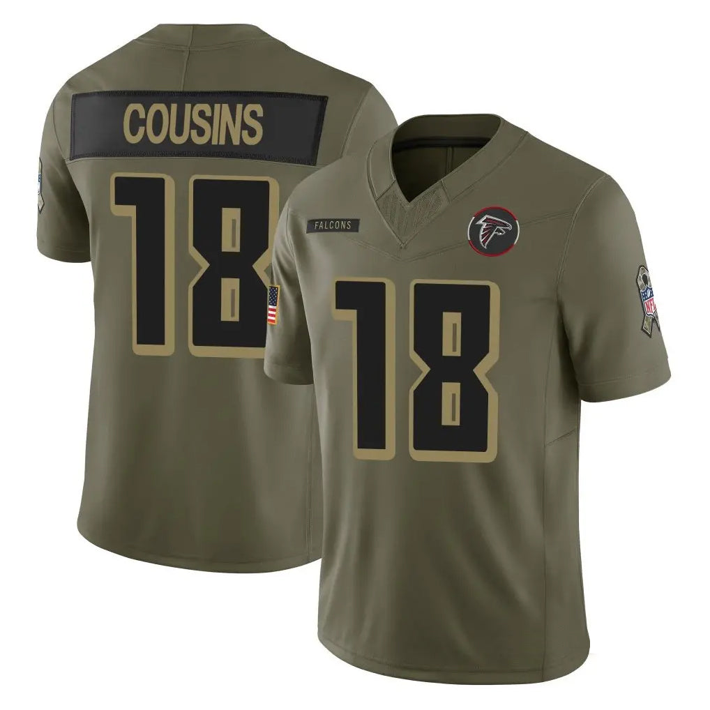 Johmsee A.Falcons #18 Kirk Cousins Player Olive Salute To Service Limited Home Game Stitched Jerseys
