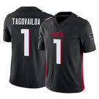 Johmsee A.Falcons #1 Tua Tagovailoa Player Black Vapor F.U.S.E. Limited Home Game Stitched Jerseys
