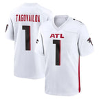 Johmsee A.Falcons #1 Tua Tagovailoa Player White Home Game Stitched Jerseys
