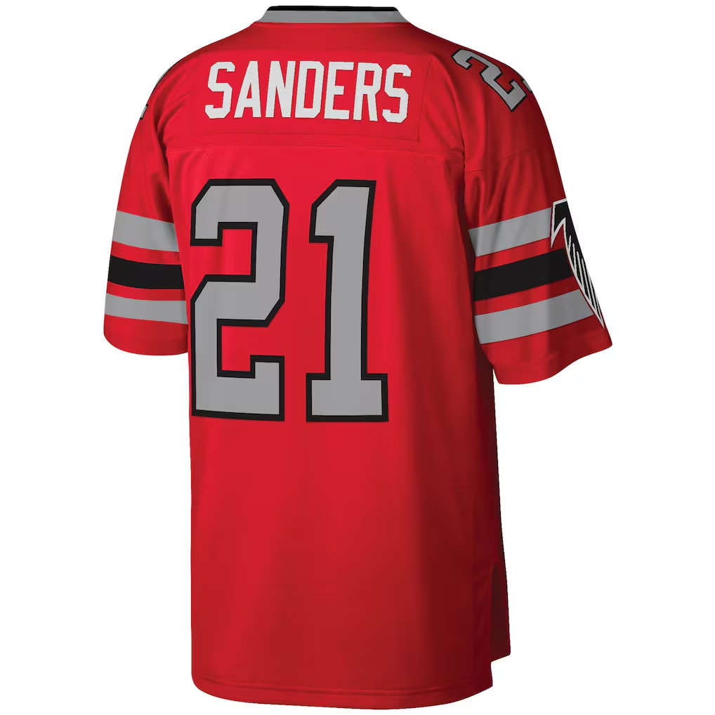 Johmsee A.Falcons #21 Deion Sanders Mitchell & Ness Red Legacy Replica Jersey