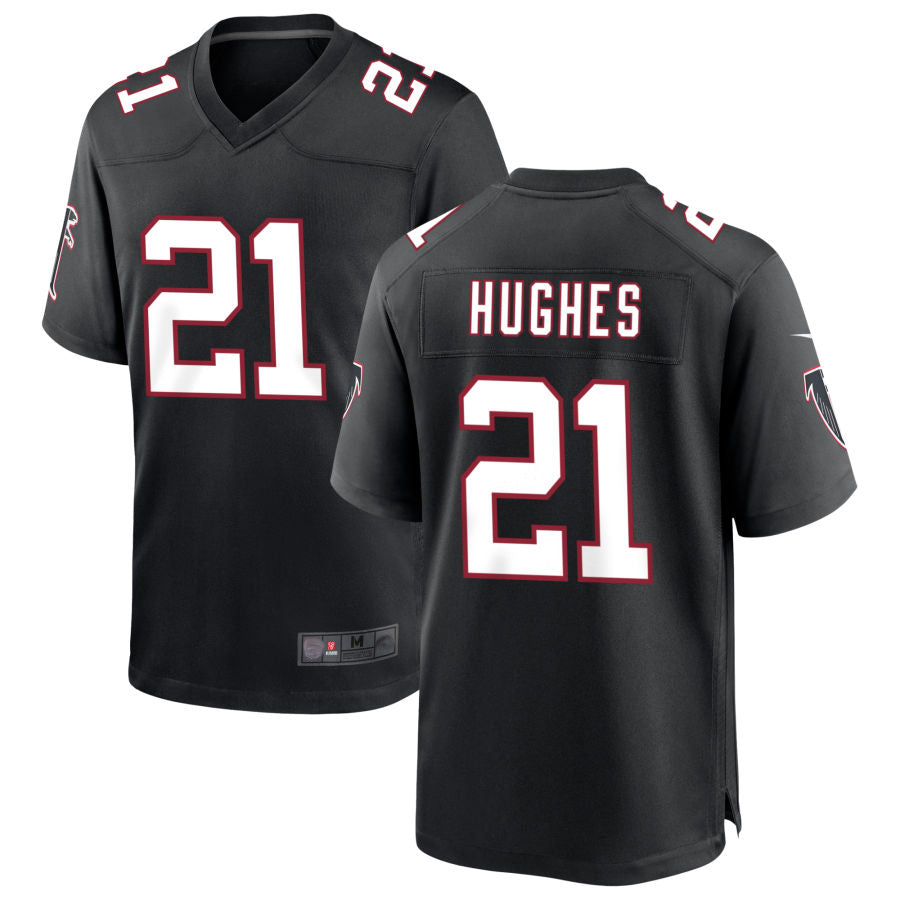 Johmsee A.Falcons #21 Mike Hughes Player Black Throwback Game Stitched Jerseys