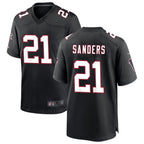 Johmsee A.Falcons #21 Deion Sanders Player Black Throwback Limited Stitched Jerseys