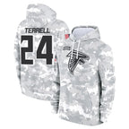 Johmsee A.Falcons #24 A.J. Terrell Jr. Player Arctic Camo Salute to Service Limited Hoodie Stitched Jerseys