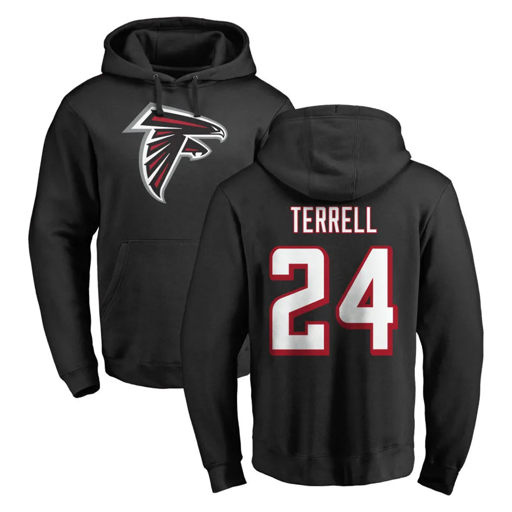 Johmsee A.Falcons #24 A.J. Terrell Jr. Player Black Salute to Service Hoodies Stitched Jerseys