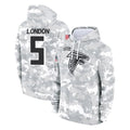 Johmsee A.Falcons #5 Drake London Player Camo Arctic Salute to Service Hoodies Limited Stitched Jerseys