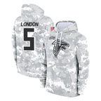 Johmsee A.Falcons #5 Drake London Player Camo Arctic Salute to Service Hoodies Limited Stitched Jerseys