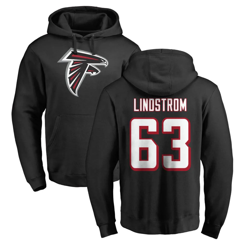 Johmsee A.Falcons #63 Chris Lindstrom Player Black Salute to Service Hoodies Stitched Jerseys