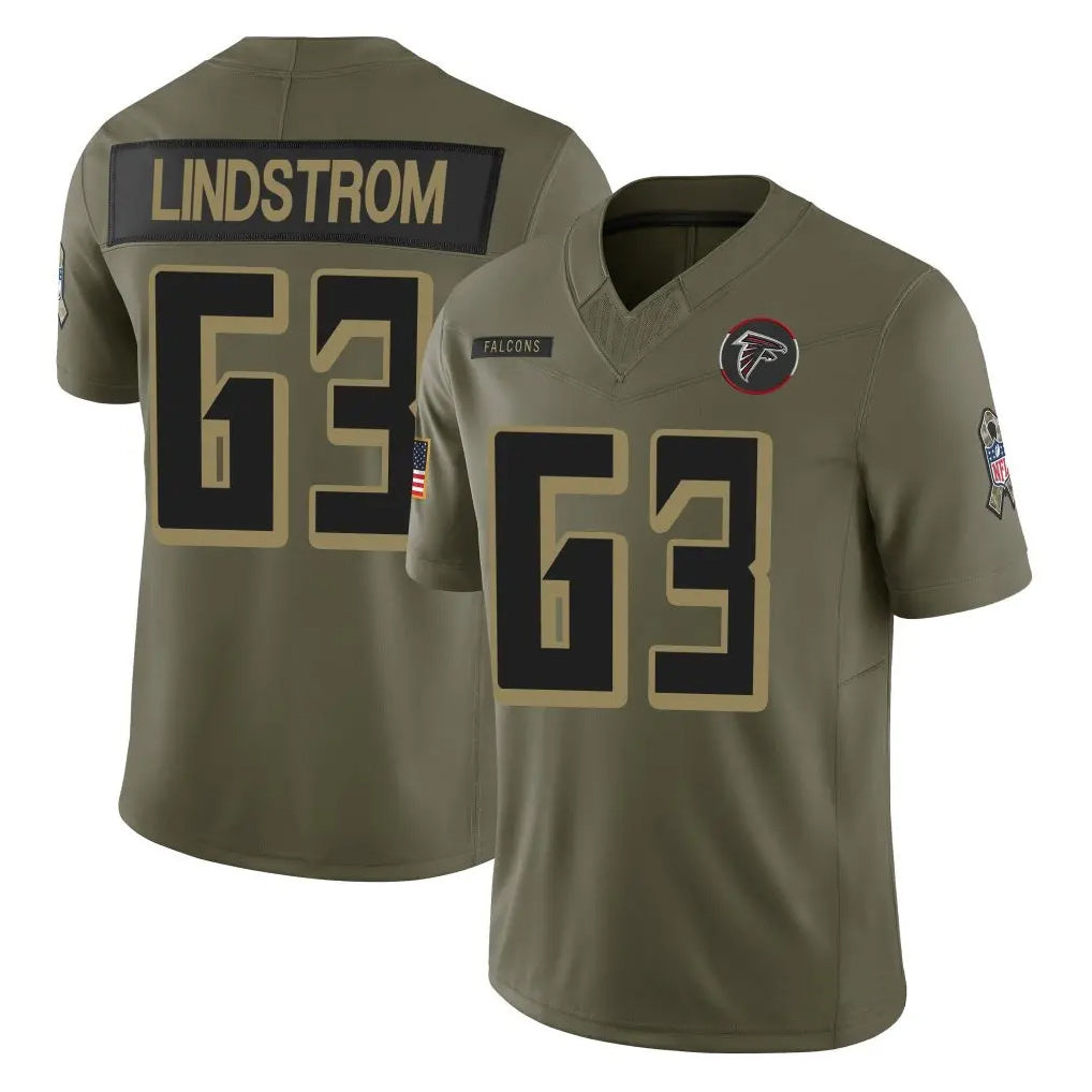 Johmsee A.Falcons #63 Chris Lindstrom Player Olive Salute To Service Limited Home Game Stitched Jerseys