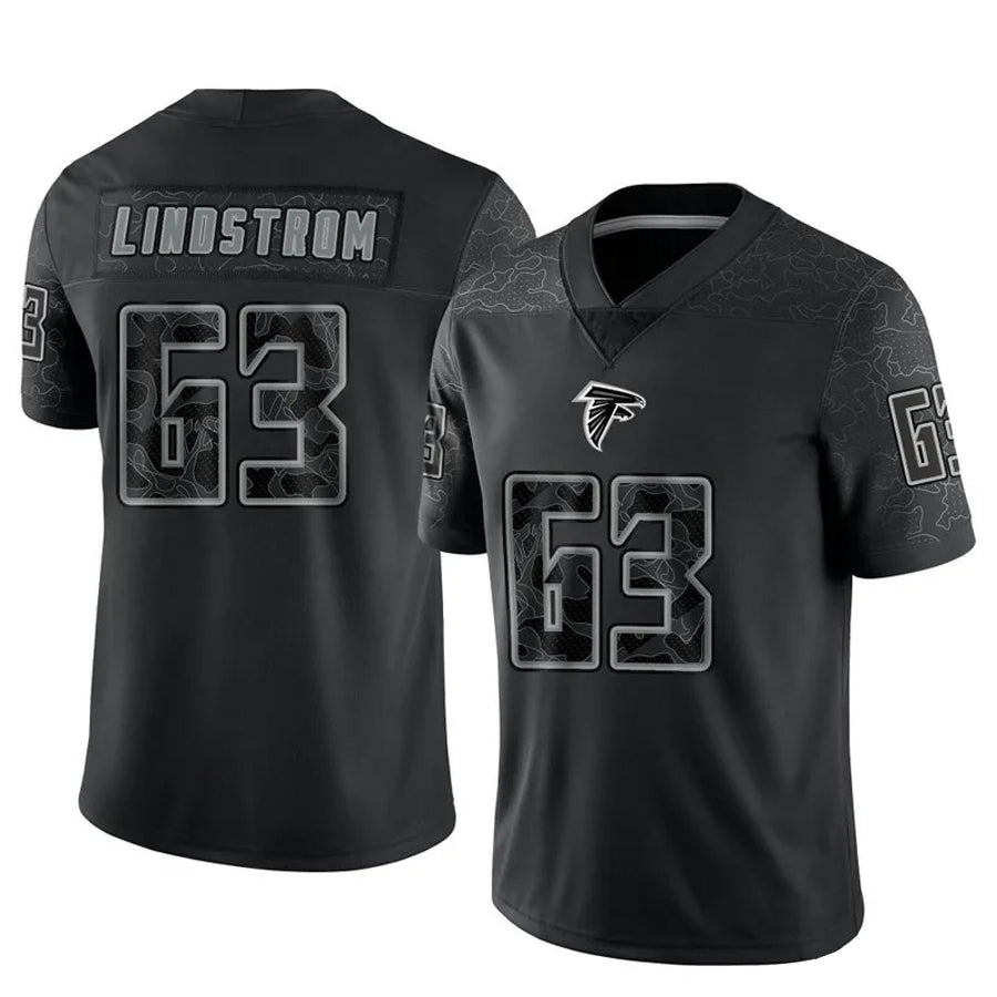 Johmsee A.Falcons #63 Chris Lindstrom Player Black RFLCTV Limited Stitched Jerseys