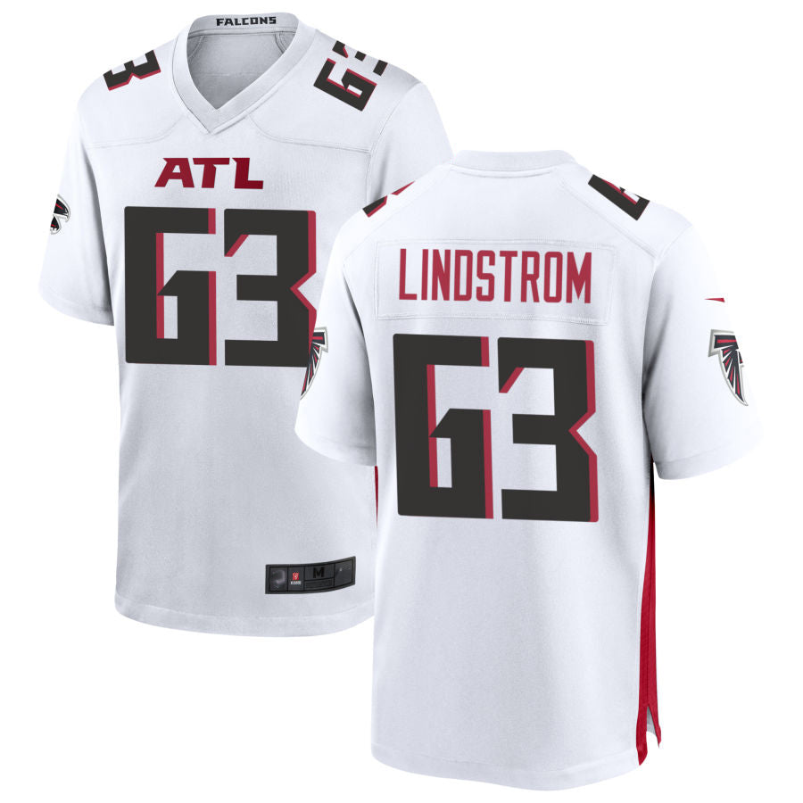 Johmsee A.Falcons #63 Chris Lindstrom Player White Home Game Football Stitched Jerseys