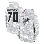 Johmsee A.Falcons #70 Jake Matthews Player Arctic Camo Salute to Service Limited Hoodie Stitched Jerseys