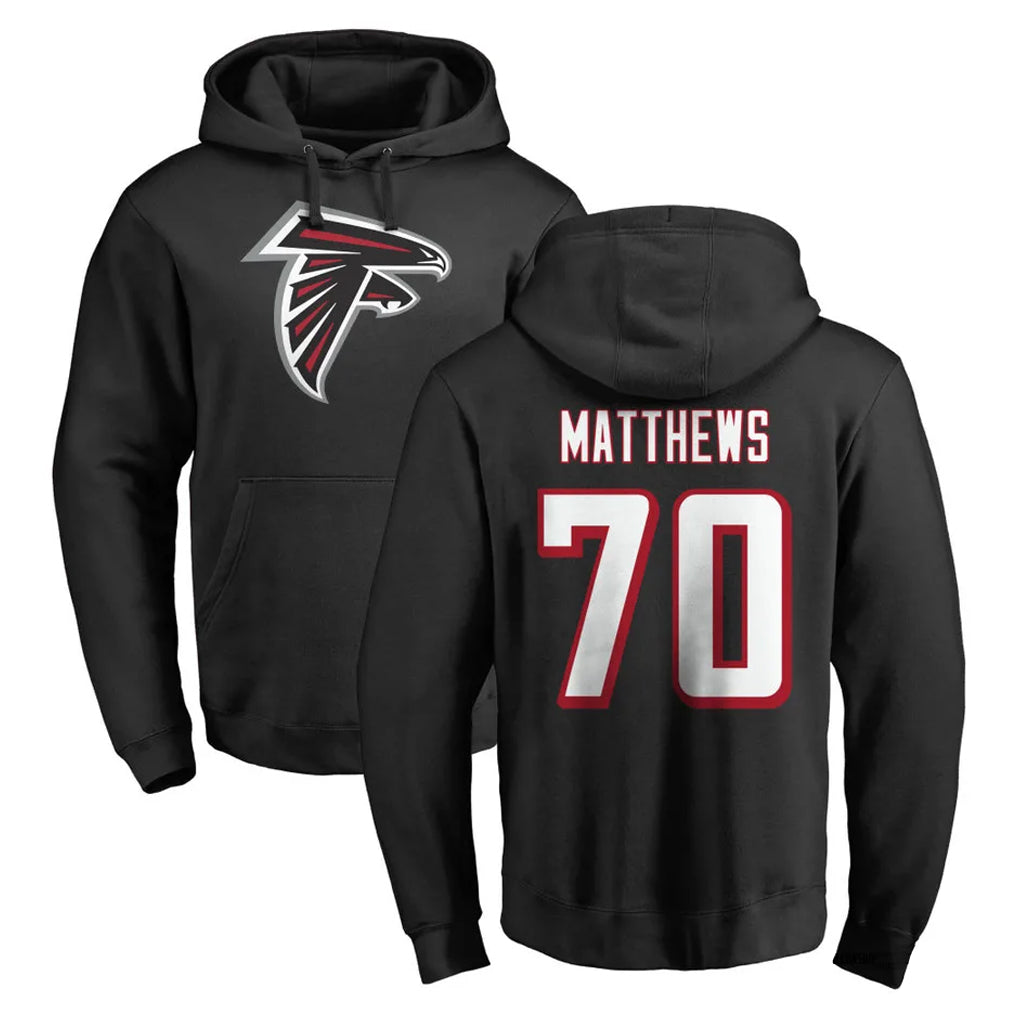 Johmsee A.Falcons #70 Jake Matthews Player Black Salute to Service Hoodies Stitched Jerseys