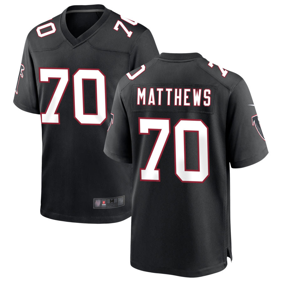 Johmsee A.Falcons #70 Jake Matthews Player Black Throwback Game Stitched Jerseys