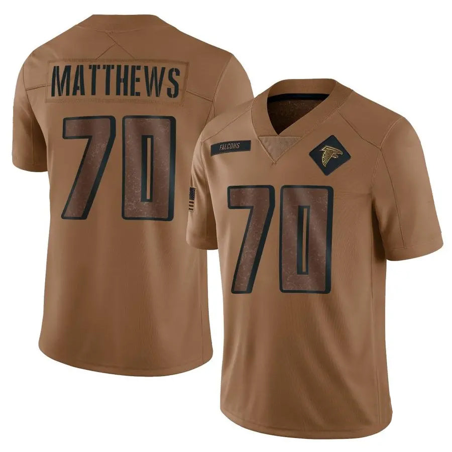 Johmsee A.Falcons #70 Jake Matthews Player Brown Salute To Service Limited Stitched Jerseys