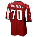 Johmsee A.Falcons #70 Jake Matthews Player Red Game Stitched Jerseys