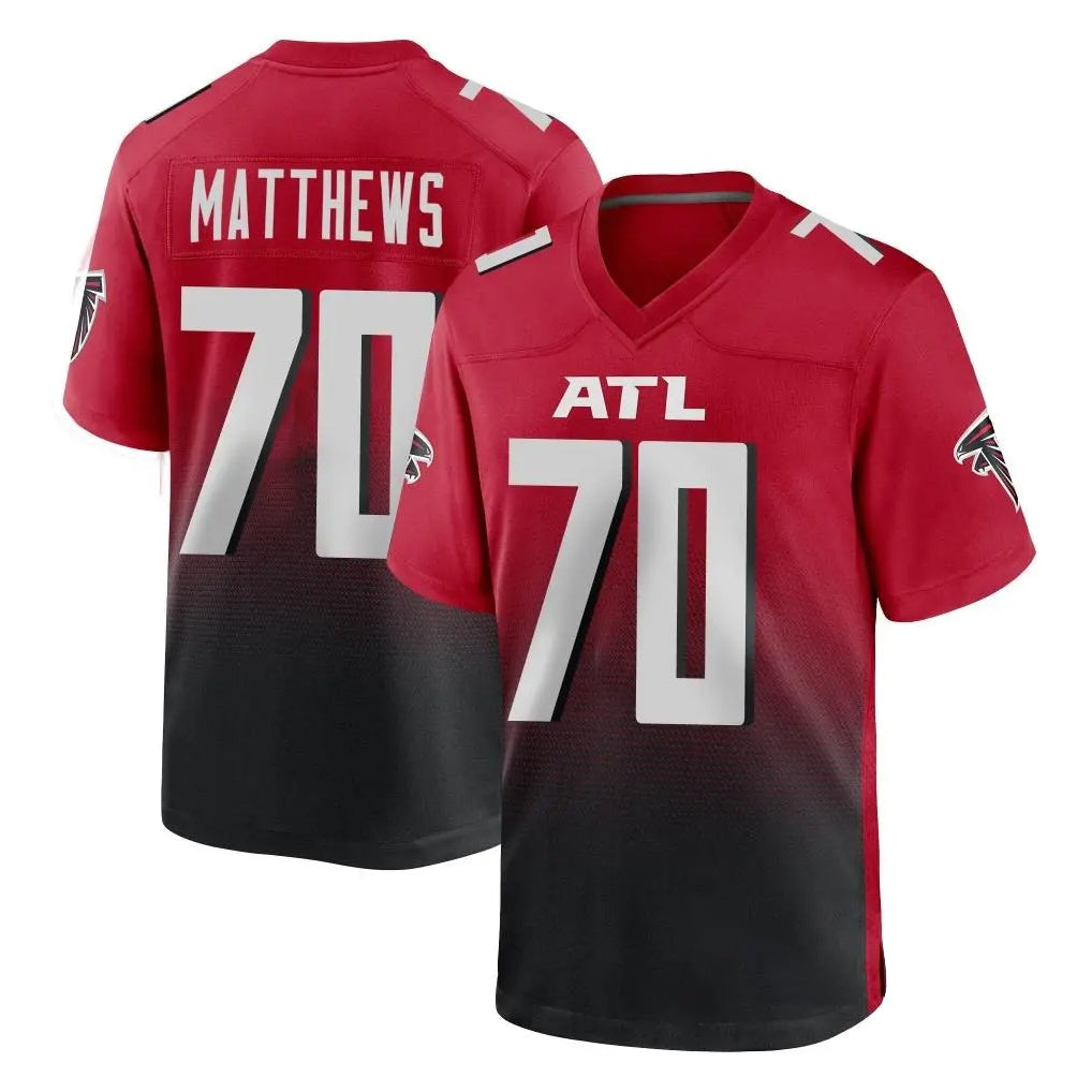 Johmsee A.Falcons #70 Jake Matthews Player Red Home Game Stitched Jerseys