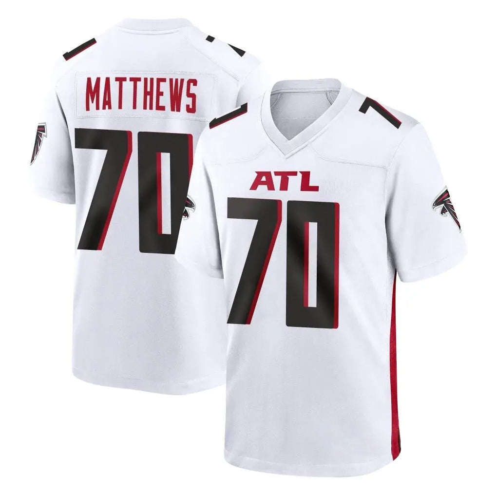 Johmsee A.Falcons #70 Jake Matthews Player White Home Game Stitched Jerseys