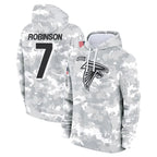Johmsee A.Falcons #7 Bijan Robinson Player Camo Arctic Salute to Service Hoodies Limited Stitched Jerseys