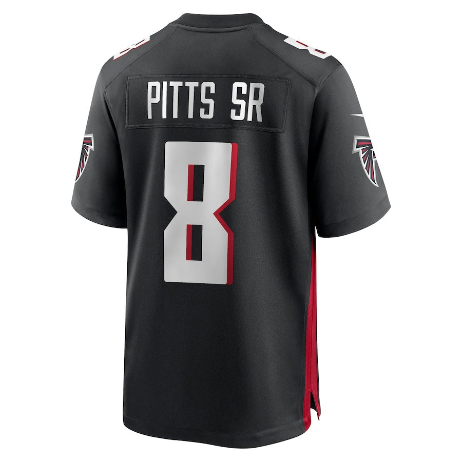 Johmsee A.Falcons #8 Kyle Pitts Sr. Player Black Home Game Stitched Jerseys