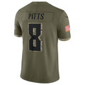 Johmsee A.Falcons #8 Kyle Pitts Sr. Player Olive Salute To Service Limited Stitched Jerseys