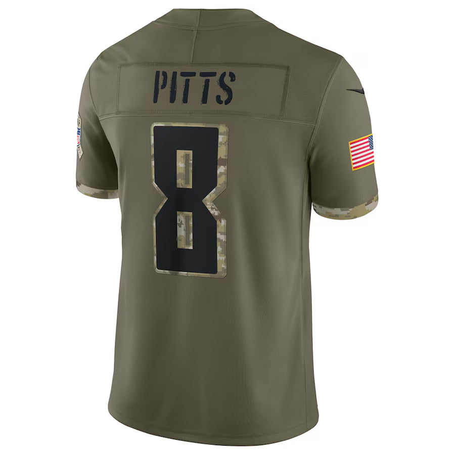 Johmsee A.Falcons #8 Kyle Pitts Sr. Player Olive Salute To Service Limited Stitched Jerseys