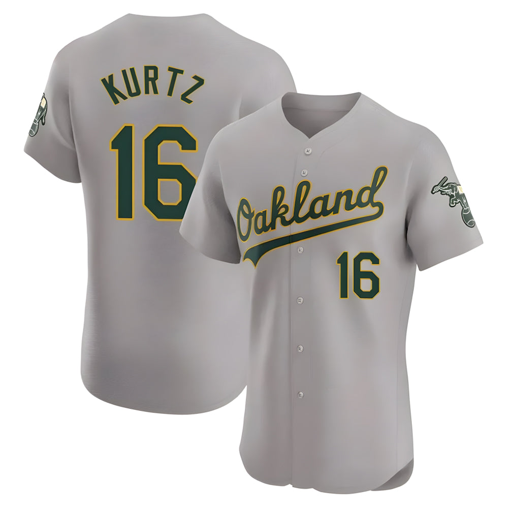 Johmsee Athletics #16 Nick Kurtz Player Gray Elite Road Stitched Jerseys