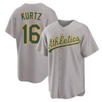 Johmsee Athletics #16 Nick Kurtz Player Gray Home Game Stitched Jerseys