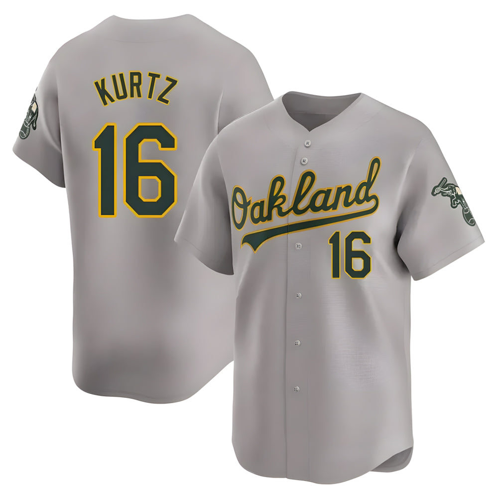 Johmsee Athletics #16 Nick Kurtz Player Grey Home Limited Stitched Jerseys