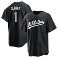 Johmsee Athletics #1 Denzel Clarke player Black&White Replica Stitched Jersey