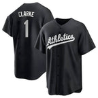 Johmsee Athletics #1 Denzel Clarke player Black&White Replica Stitched Jersey