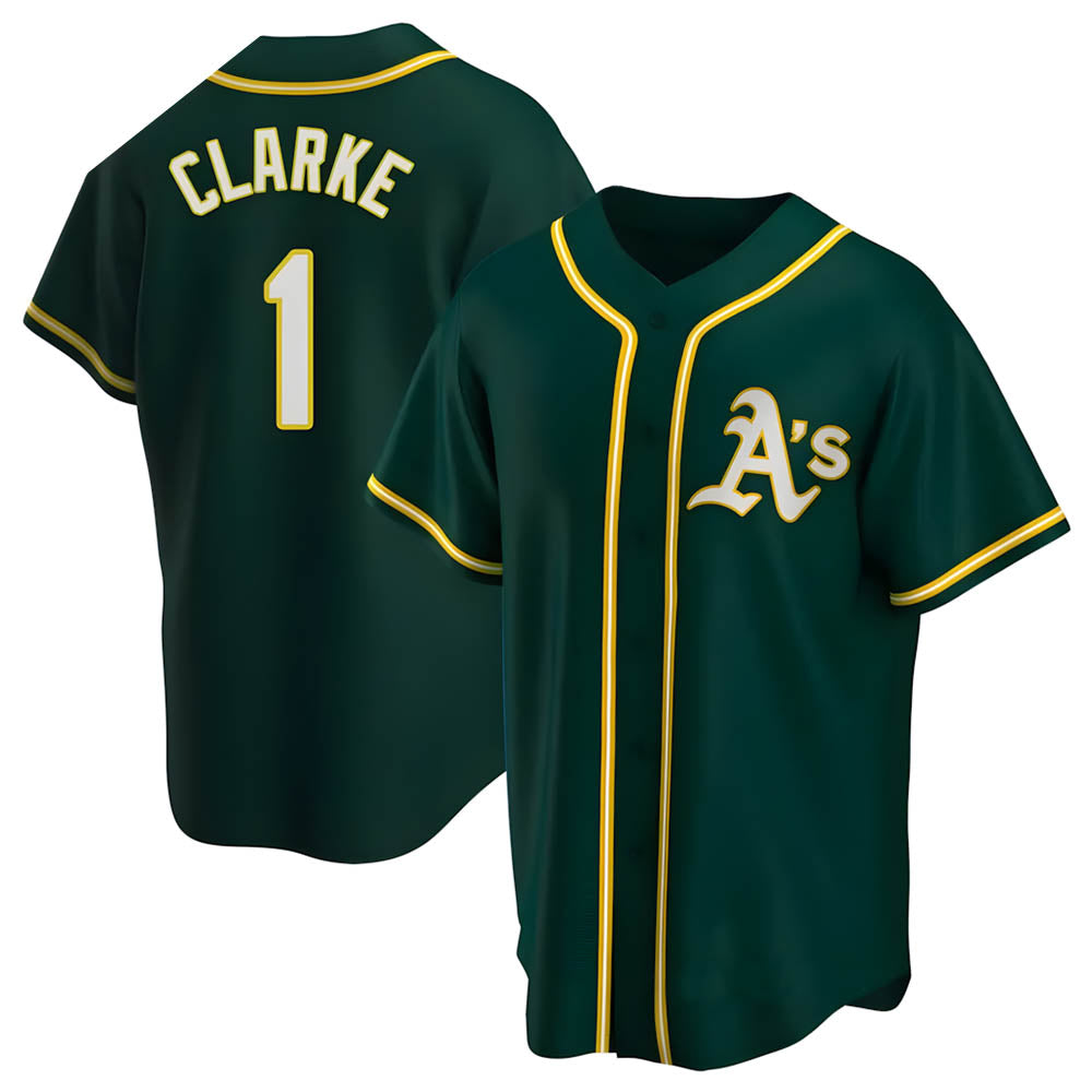 Johmsee Athletics #1 Denzel Clarke player Green Replica Alternate Stitched Jersey