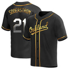 Johmsee Athletics #21 Tyler Soderstrom Player Black Golden Replica Alternate Stitched Jersey