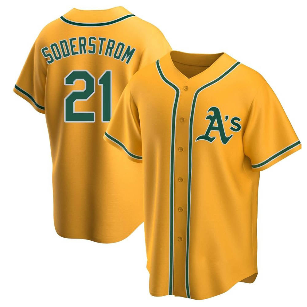 Johmsee Athletics #21 Tyler Soderstrom Player Gold Replica Alternate Stitched Jersey