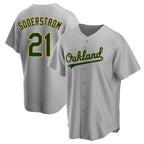 Johmsee Athletics #21 Tyler Soderstrom Player Gray Replica Road Stitched Jersey