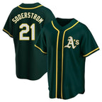 Johmsee Athletics #21 Tyler Soderstrom Player Green Replica Alternate Stitched Jersey