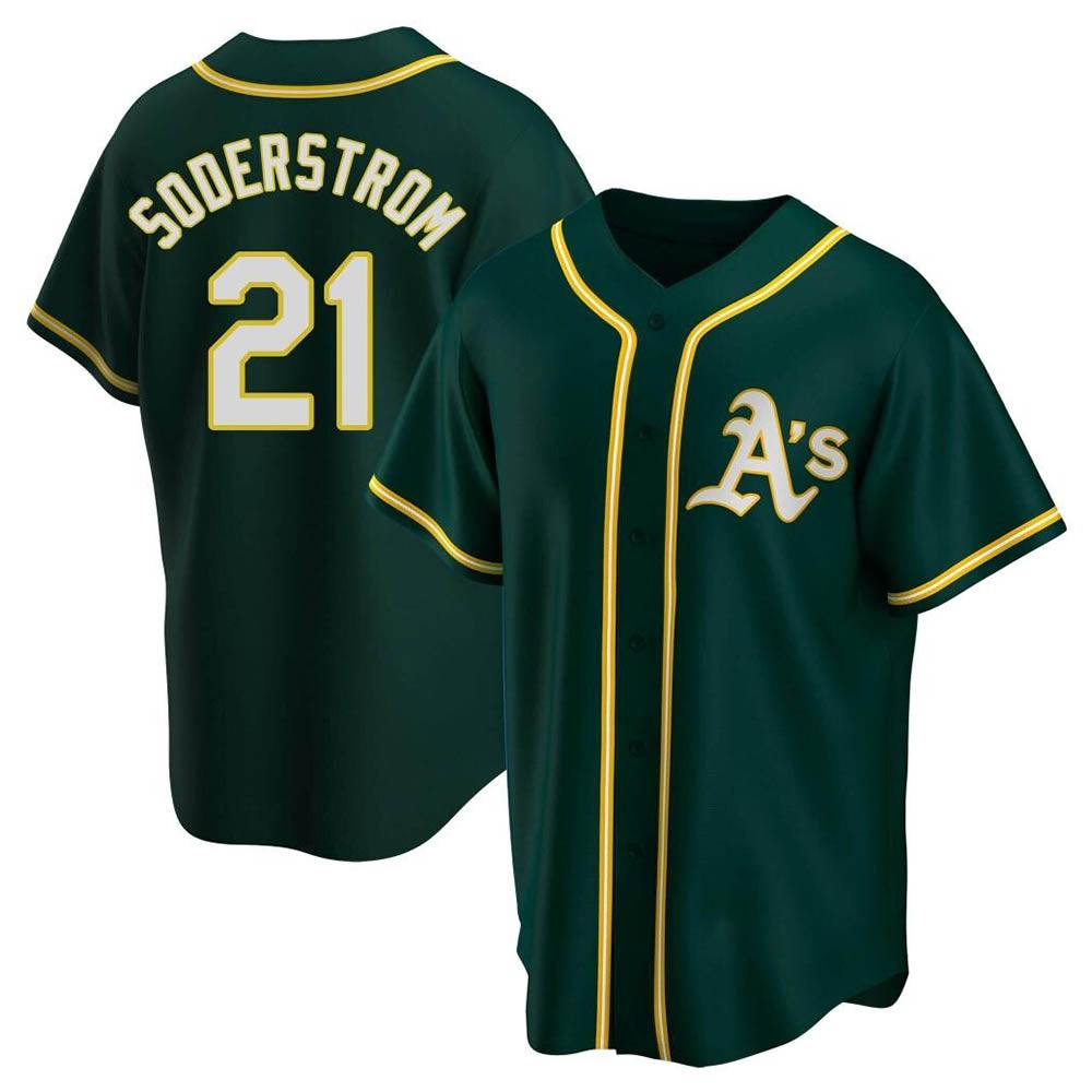 Johmsee Athletics #21 Tyler Soderstrom Player Green Replica Alternate Stitched Jersey