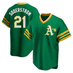 Johmsee Athletics #21 Tyler Soderstrom Player Green Replica Cooperstown Collection Stitched Jersey