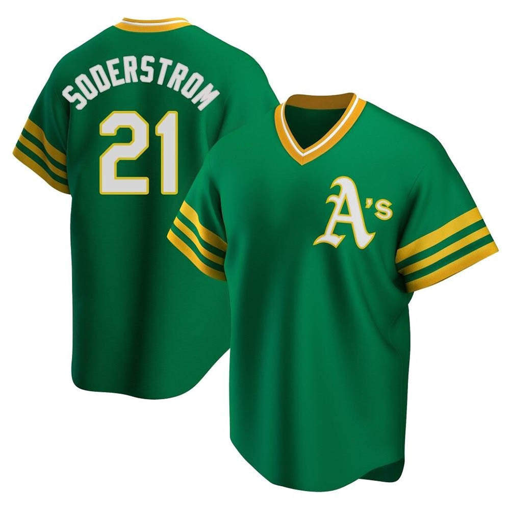 Johmsee Athletics #21 Tyler Soderstrom Player Green Replica Cooperstown Collection Stitched Jersey