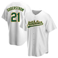 Johmsee Athletics #21 Tyler Soderstrom Player White Replica Home Stitched Jersey