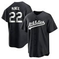 Johmsee Athletics #22 Jeff McNeil player Black&White Replica Stitched Jersey