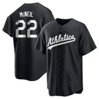 Johmsee Athletics #22 Jeff McNeil player Black&White Replica Stitched Jersey
