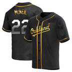Johmsee Athletics #22 Jeff McNeil player Gold Replica Black en Alternate Stitched Jersey